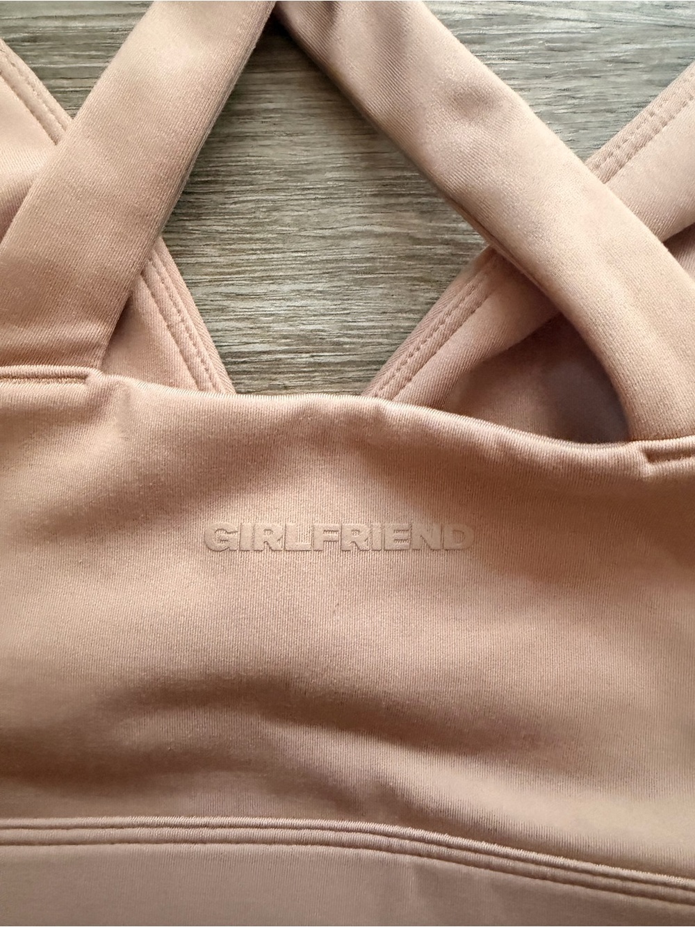 girlfriend collective Cross-Back Bralette in Blush Nude - Picture 3 of 4
